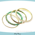 New arrival stylish designs green ribbed shiny bangle bracelet set